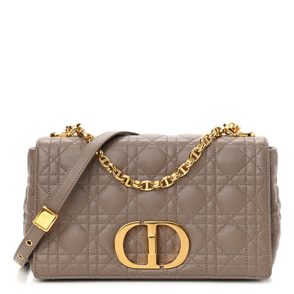 Christian Dior Calfskin Cannage Medium Caro Bag Taupe 1 of 13