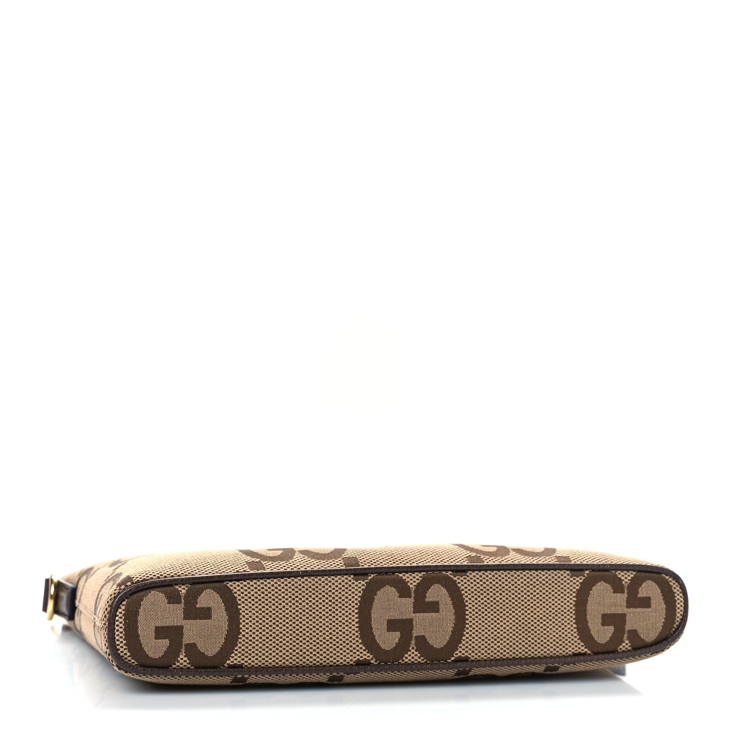 Monogram Jumbo GG Textured Dollar Calfskin Web Wristlet Messenger Bag Camel Ebony New Acero
