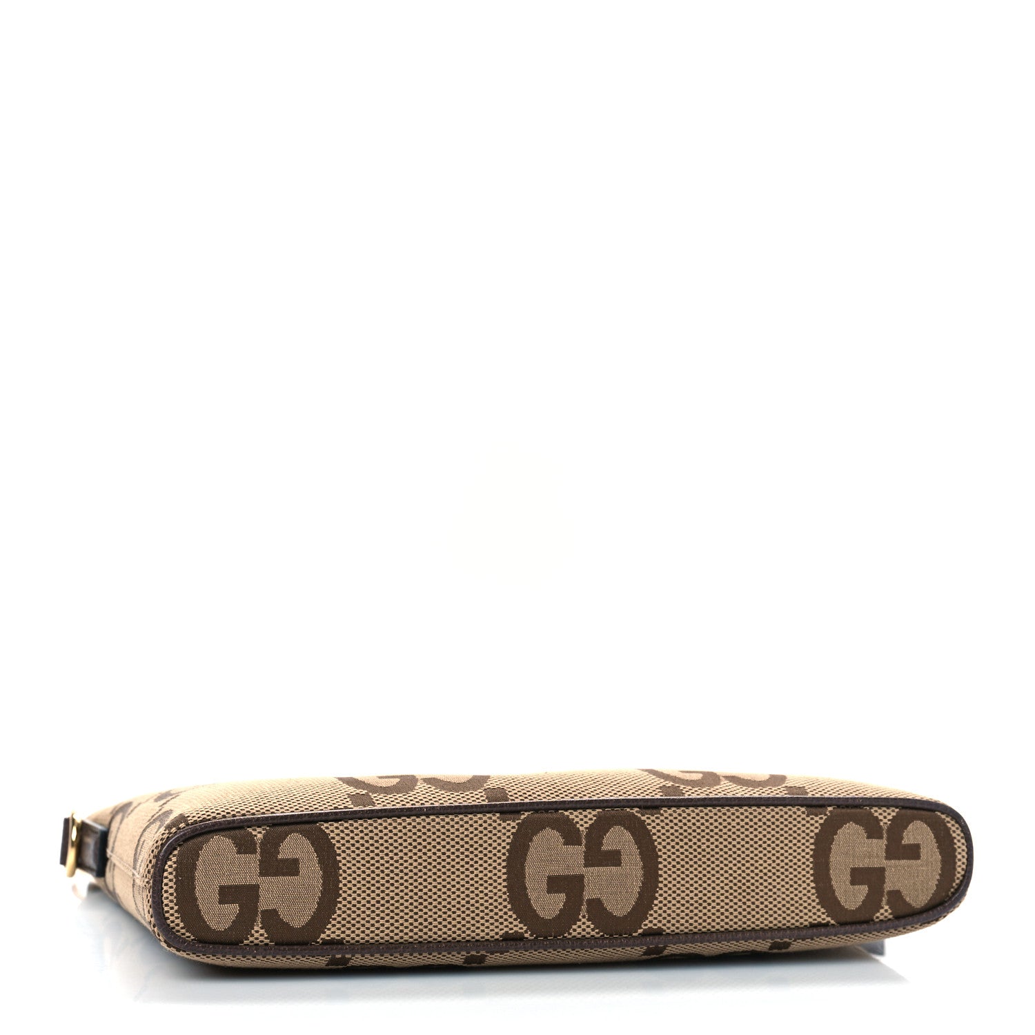 Gucci Monogram Jumbo GG Textured Dollar Calfskin Web Wristlet Messenger Bag Camel Ebony New Acero 4 of 8