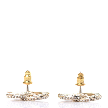 Chanel Crystal Timeless CC Earrings Light Gold 3 of 4