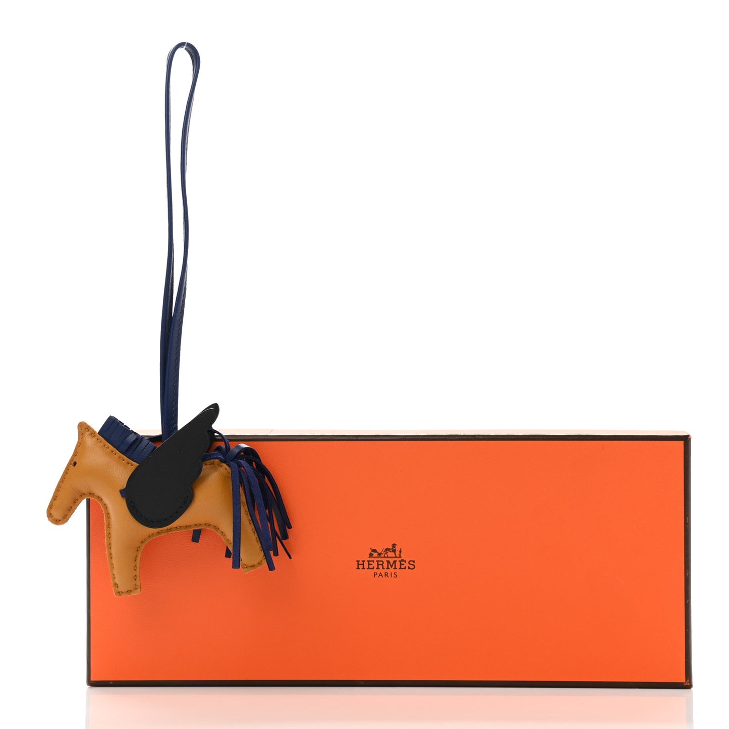 Milo Lambskin Grigri Rodeo Pegase Horse Bag Charm PM Sesame Black Bleu Saphir