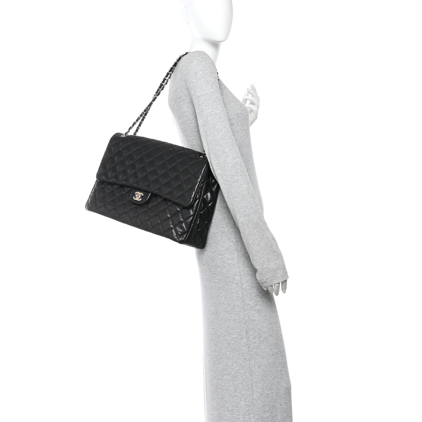 Caviar Quilted XXL Travel Flap Bag Black