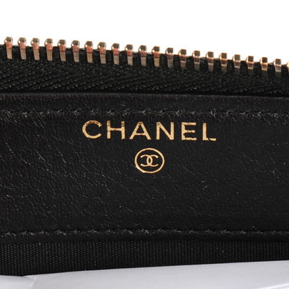 Chanel Textured Lambskin Quilted Large Gusset Zip Around Wallet Black 6 of 8