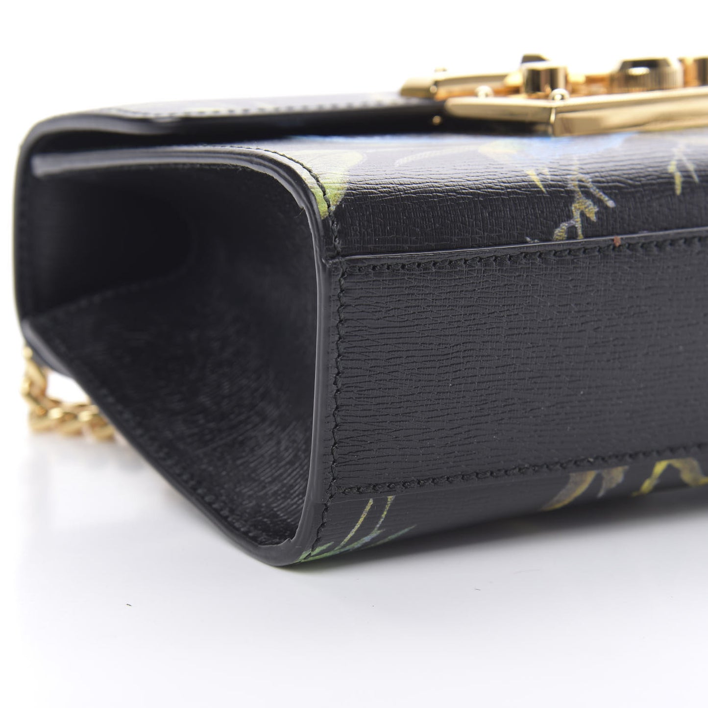 Calfskin Tropical Print Small Padlock Shoulder Bag Black Multi