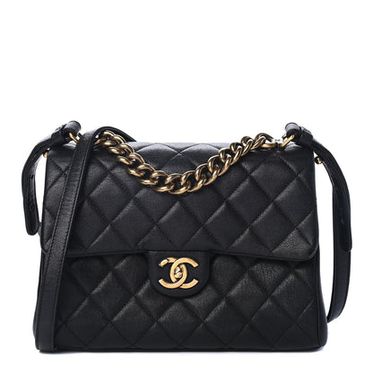 Chanel Shiny Sheepskin Quilted Small Trapezio Flap Black 1 of 4