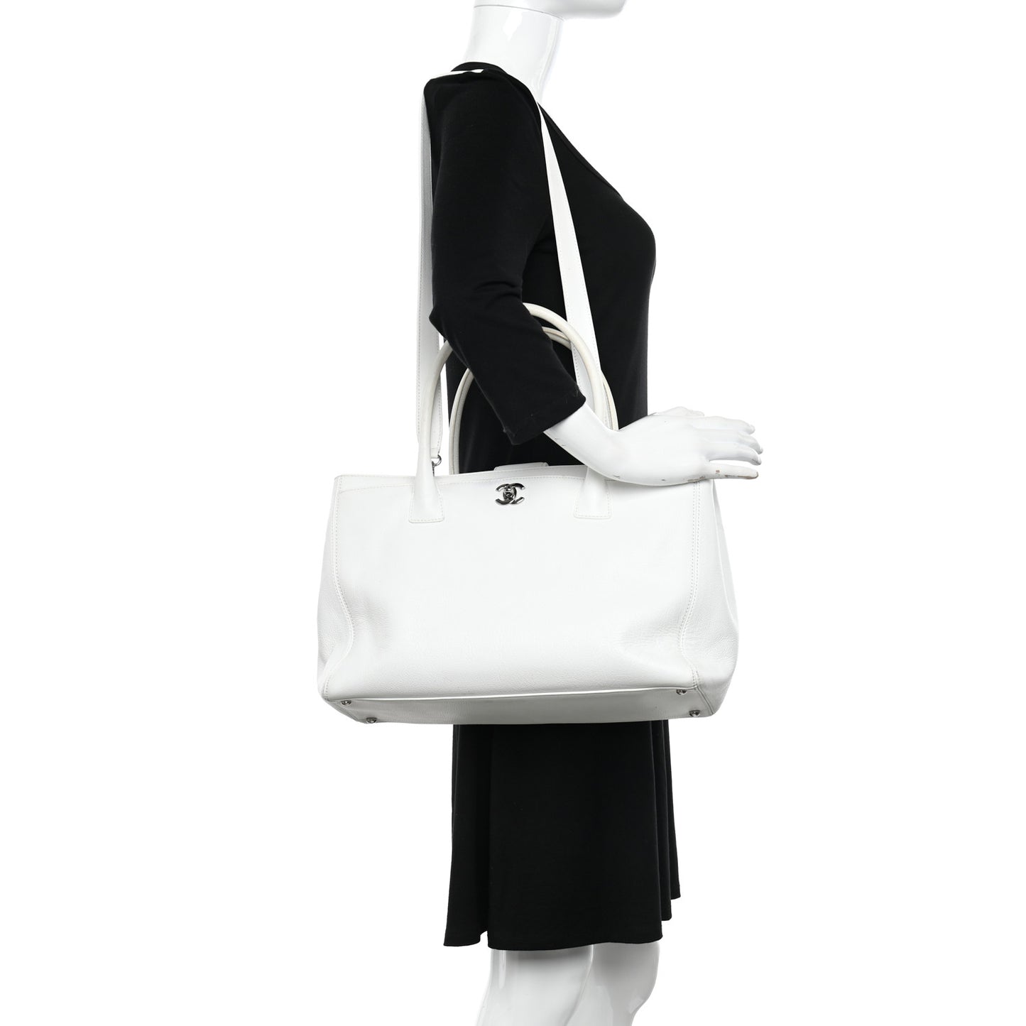 Calfskin Cerf Executive Shopper Tote White