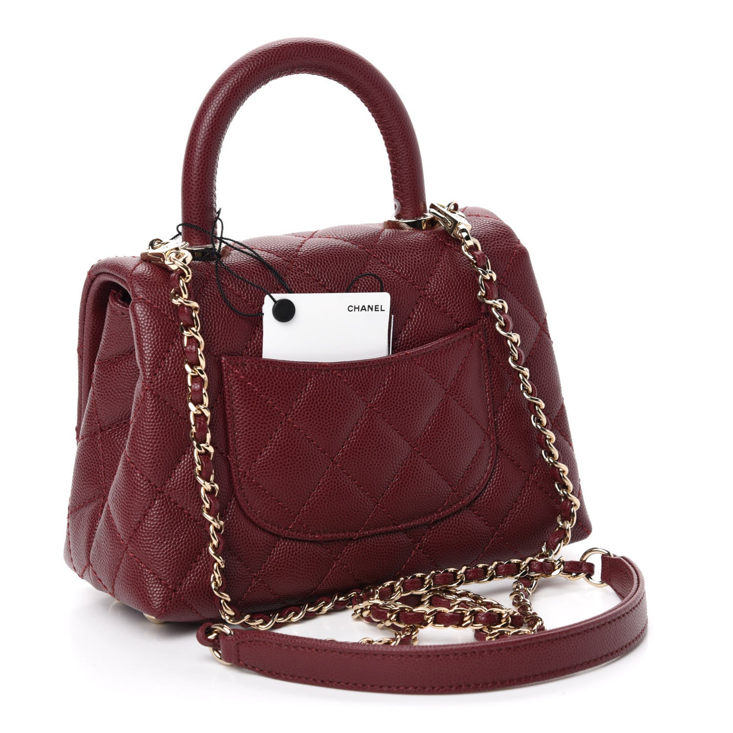 Chanel Caviar Quilted Extra Mini Coco Handle Flap Burgundy 3 of 11