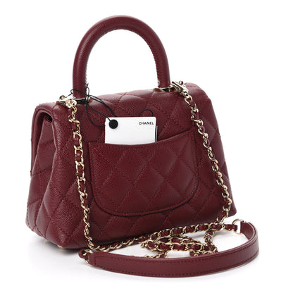 Chanel Caviar Quilted Extra Mini Coco Handle Flap Burgundy 3 of 11