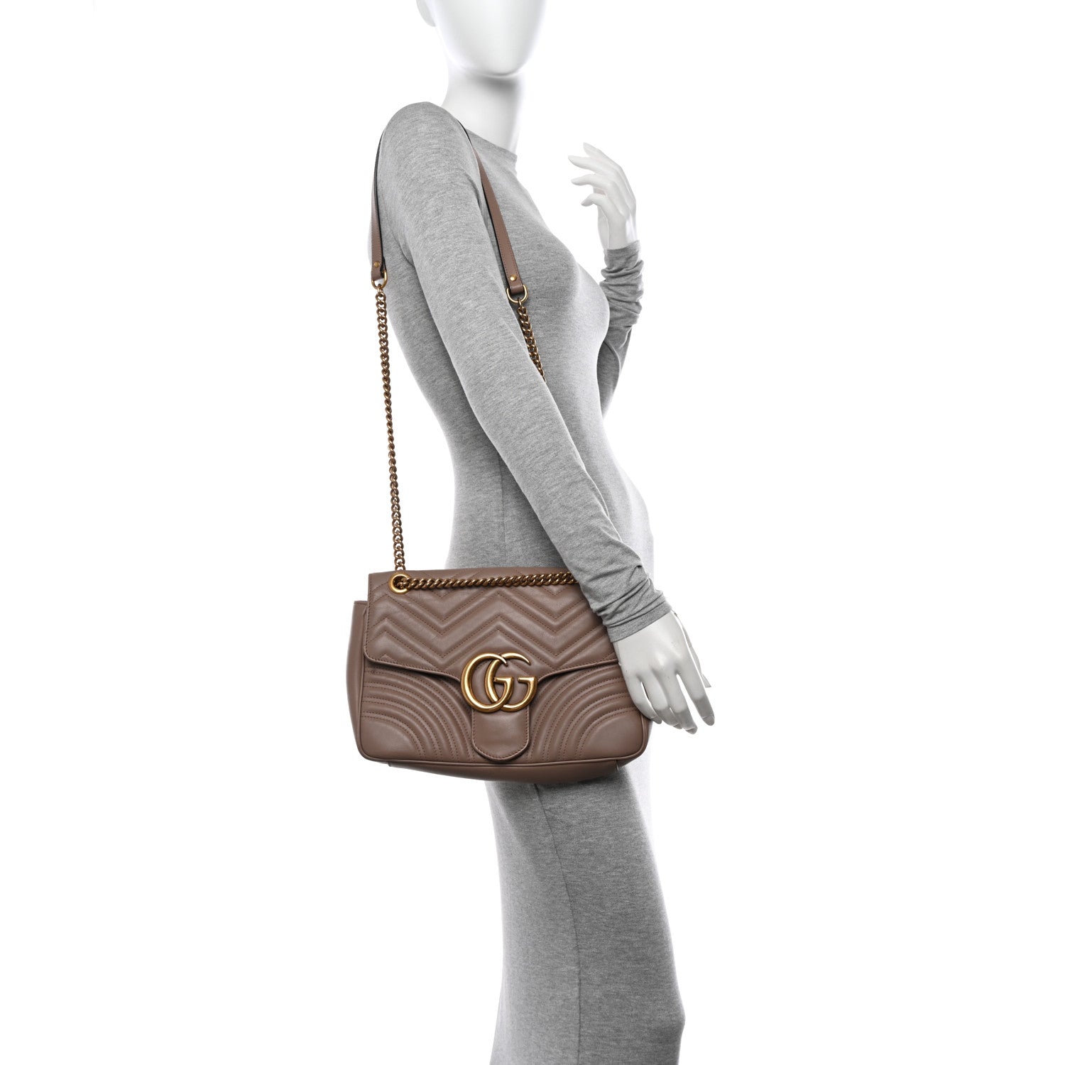 Gucci Calfskin Matelasse Medium GG Marmont Shoulder Bag Porcelain Rose 3 of 17