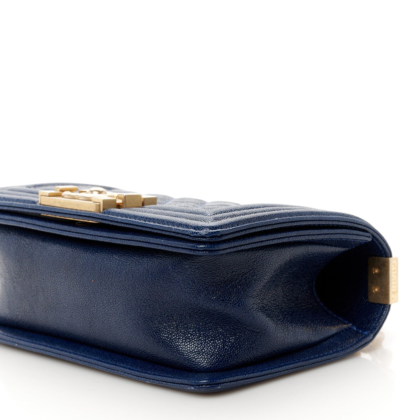 Caviar Quilted Small Boy Flap Navy