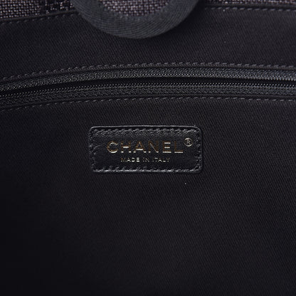 Chanel Mixed Fibers Striped Small Deauville Tote Black 6 of 11