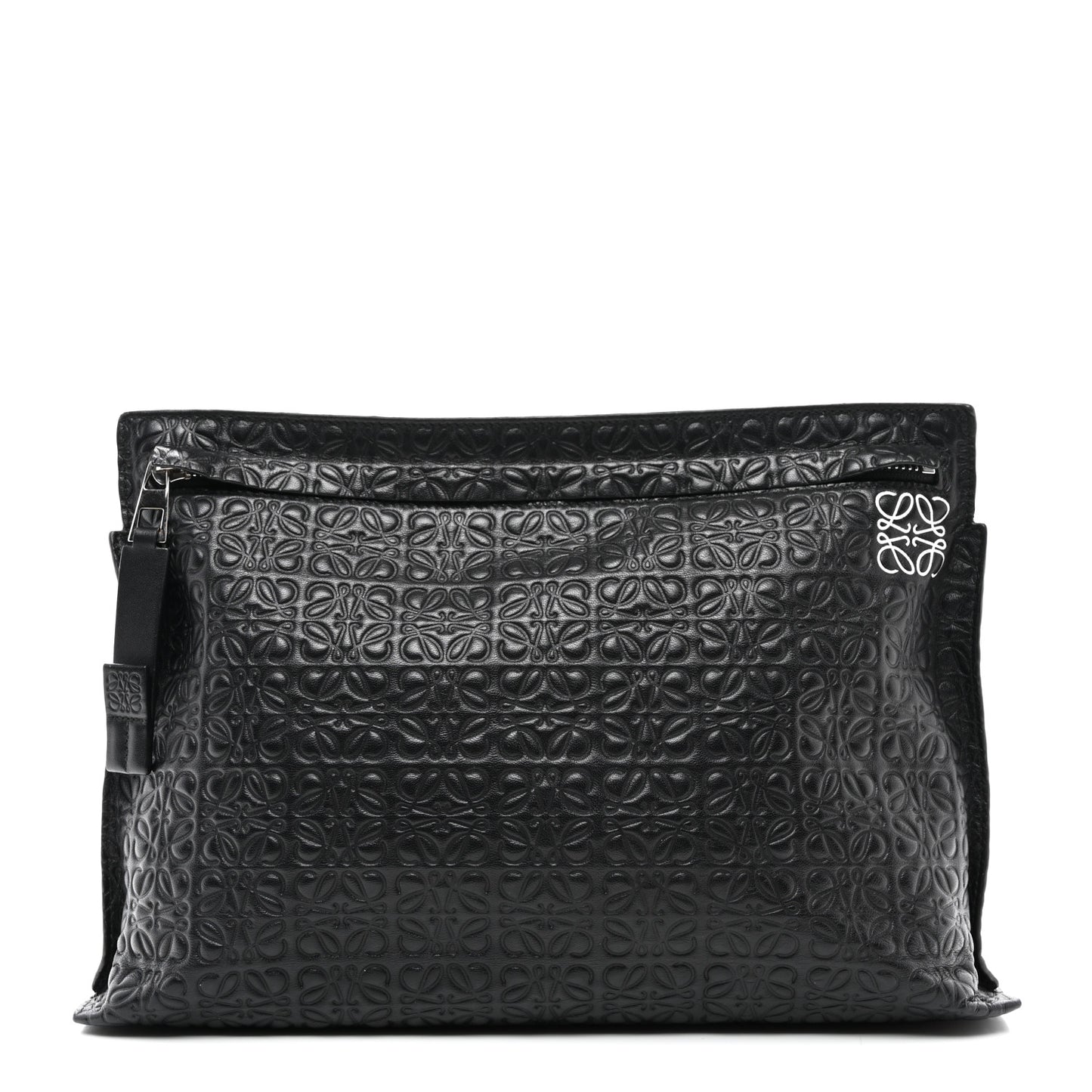 Calfskin Embossed Repeat T Pouch Black