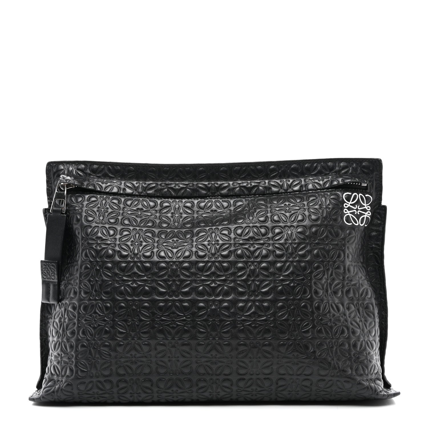 Loewe Calfskin Embossed Repeat T Pouch Black 1 of 7