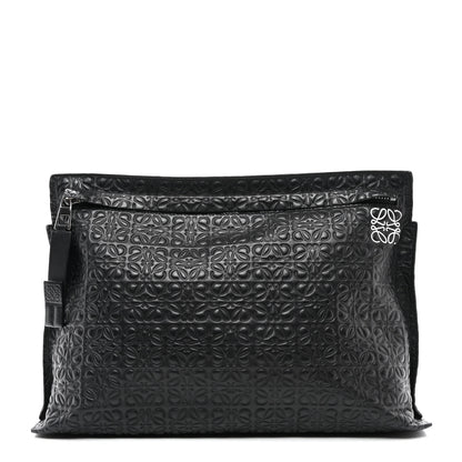 Loewe Calfskin Embossed Repeat T Pouch Black 1 of 7