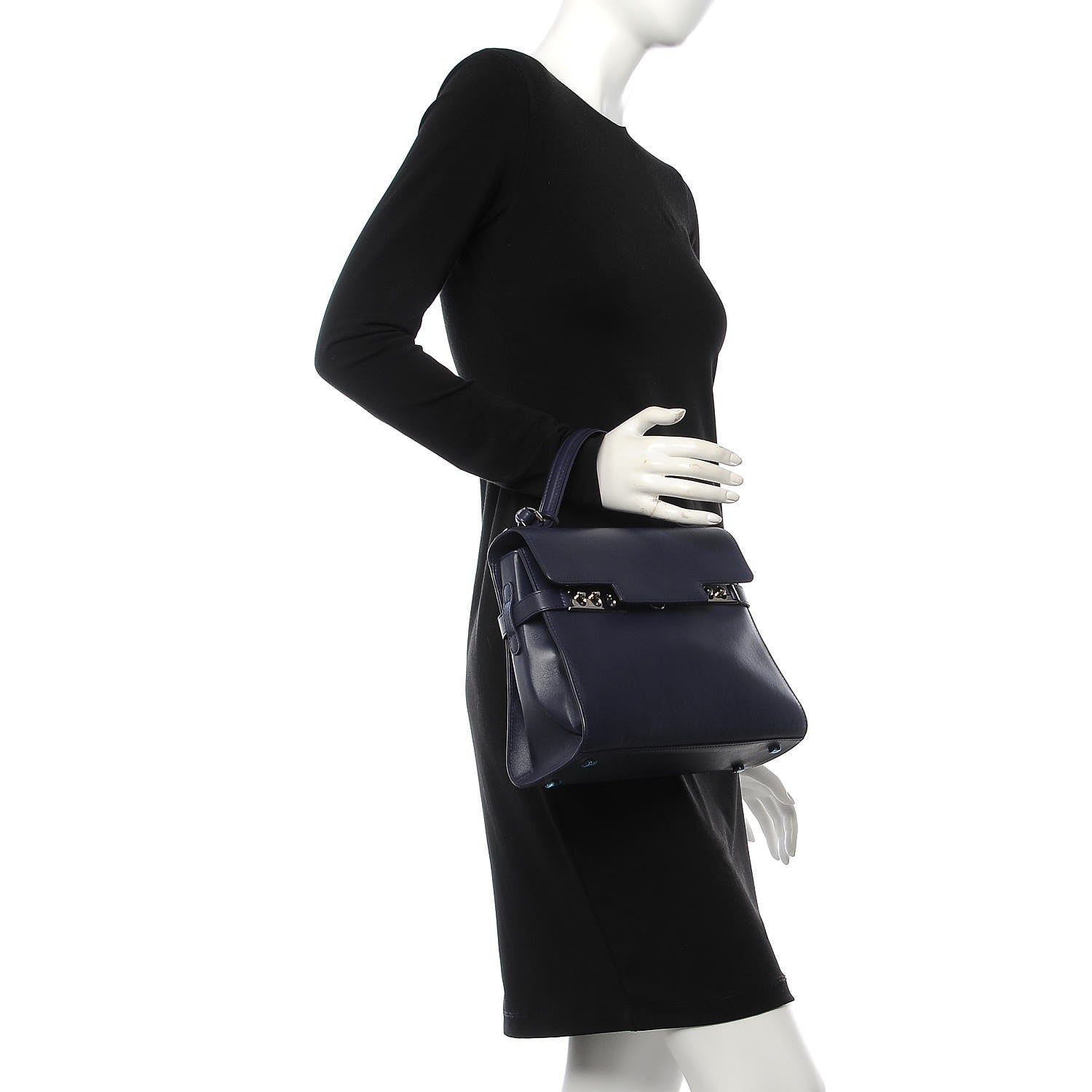 Delvaux Calfskin MM Tempete Satchel Navy 3 of 7