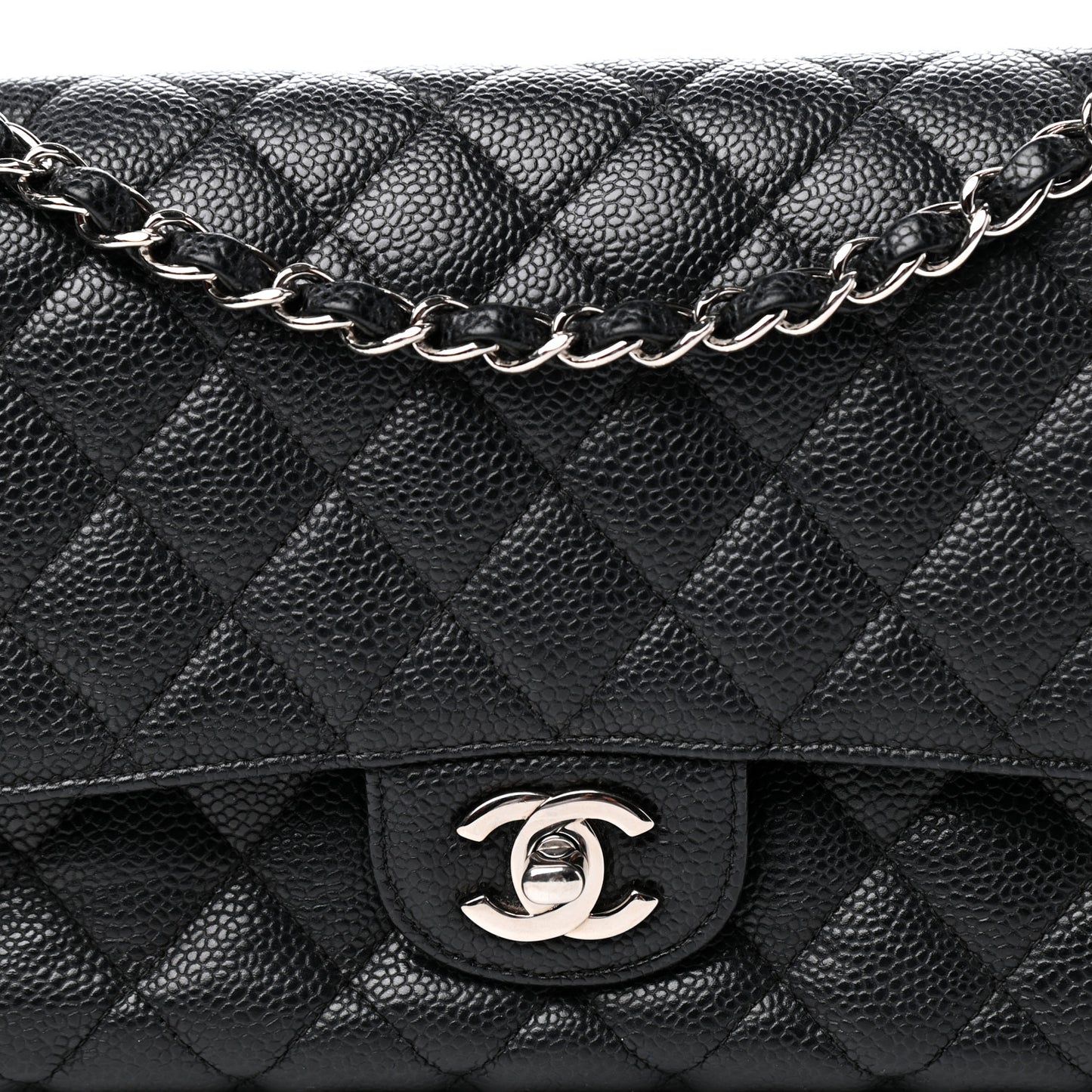 Caviar Quilted Small Double Flap Black