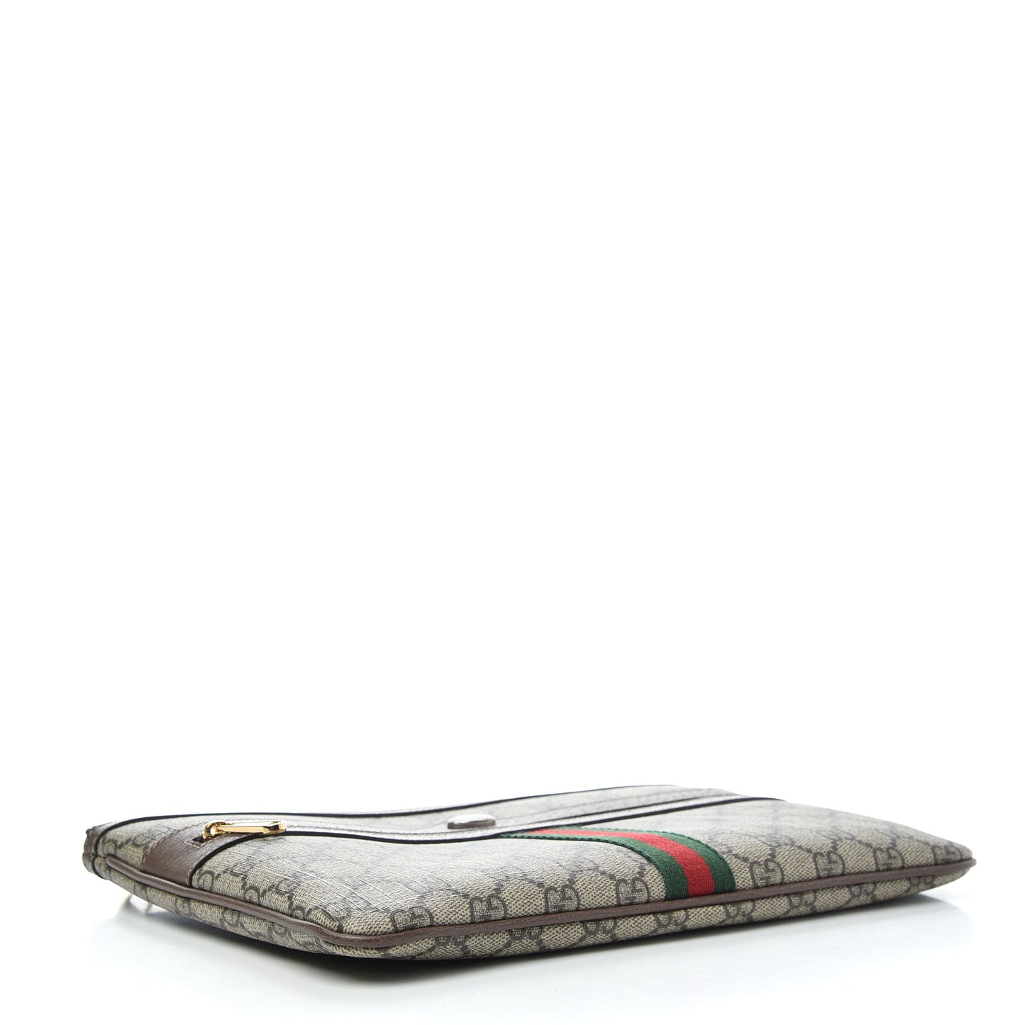 GG Supreme Monogram Large Ophidia Pouch Clutch Brown