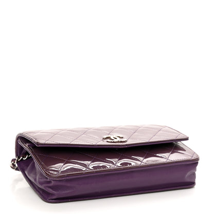 Chanel Patent Quilted Brilliant Wallet On Chain WOC Violet 4 of 13