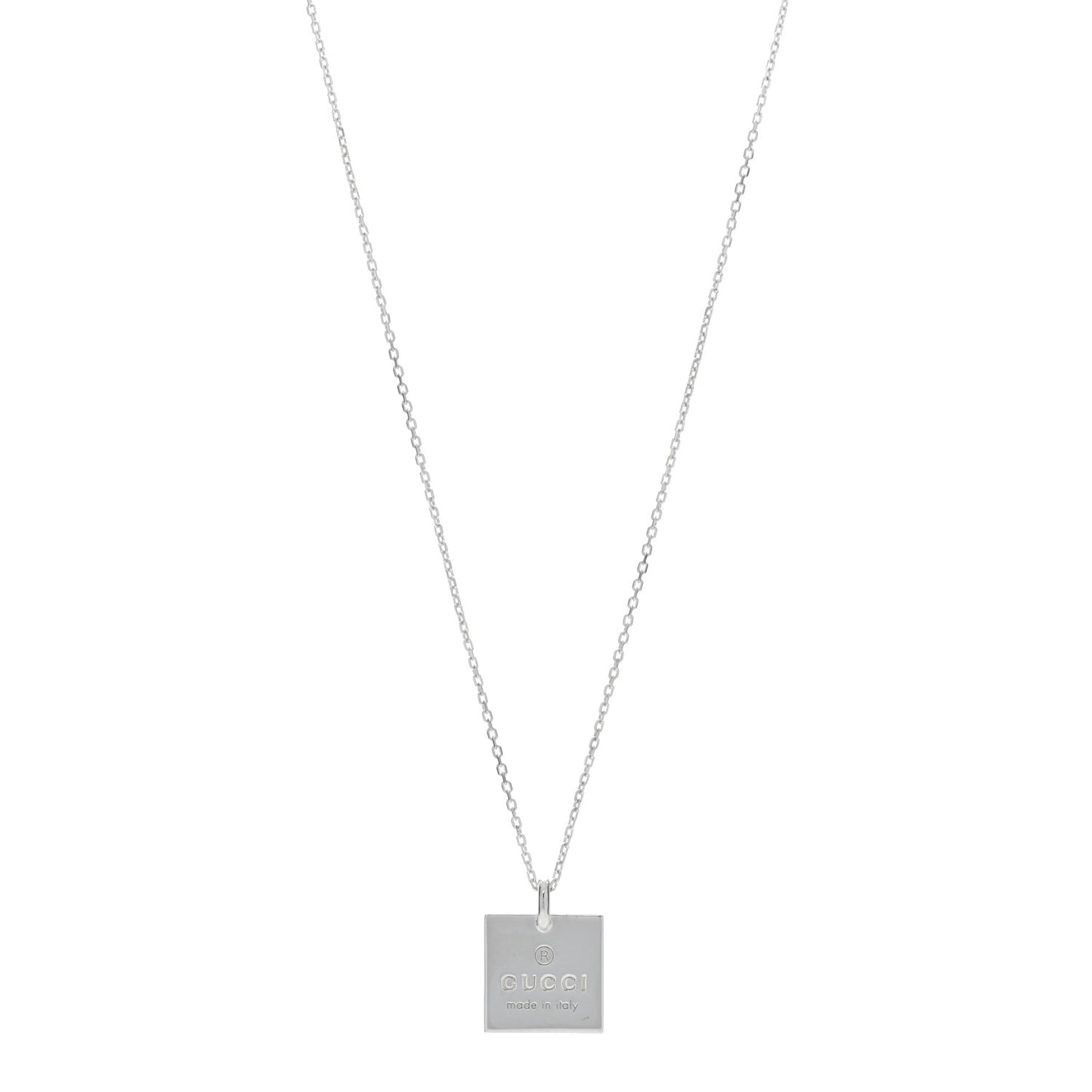 Sterling Silver Logo Square Tag Necklace
