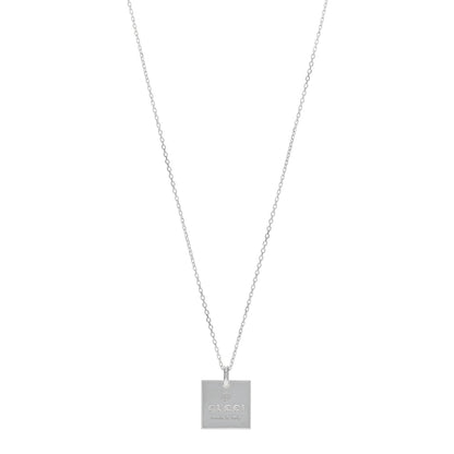 Gucci Sterling Silver Logo Square Tag Necklace 1 of 4