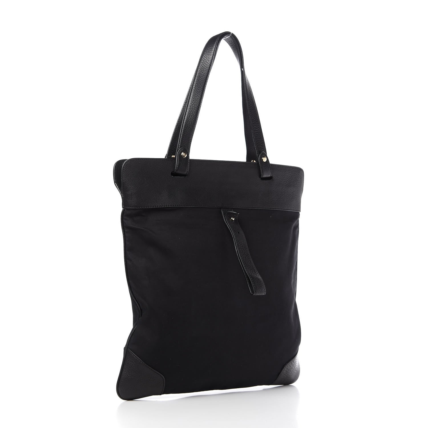 Burberry Canvas Calfskin Crest Embossed Flat Tote Black 3 of 9