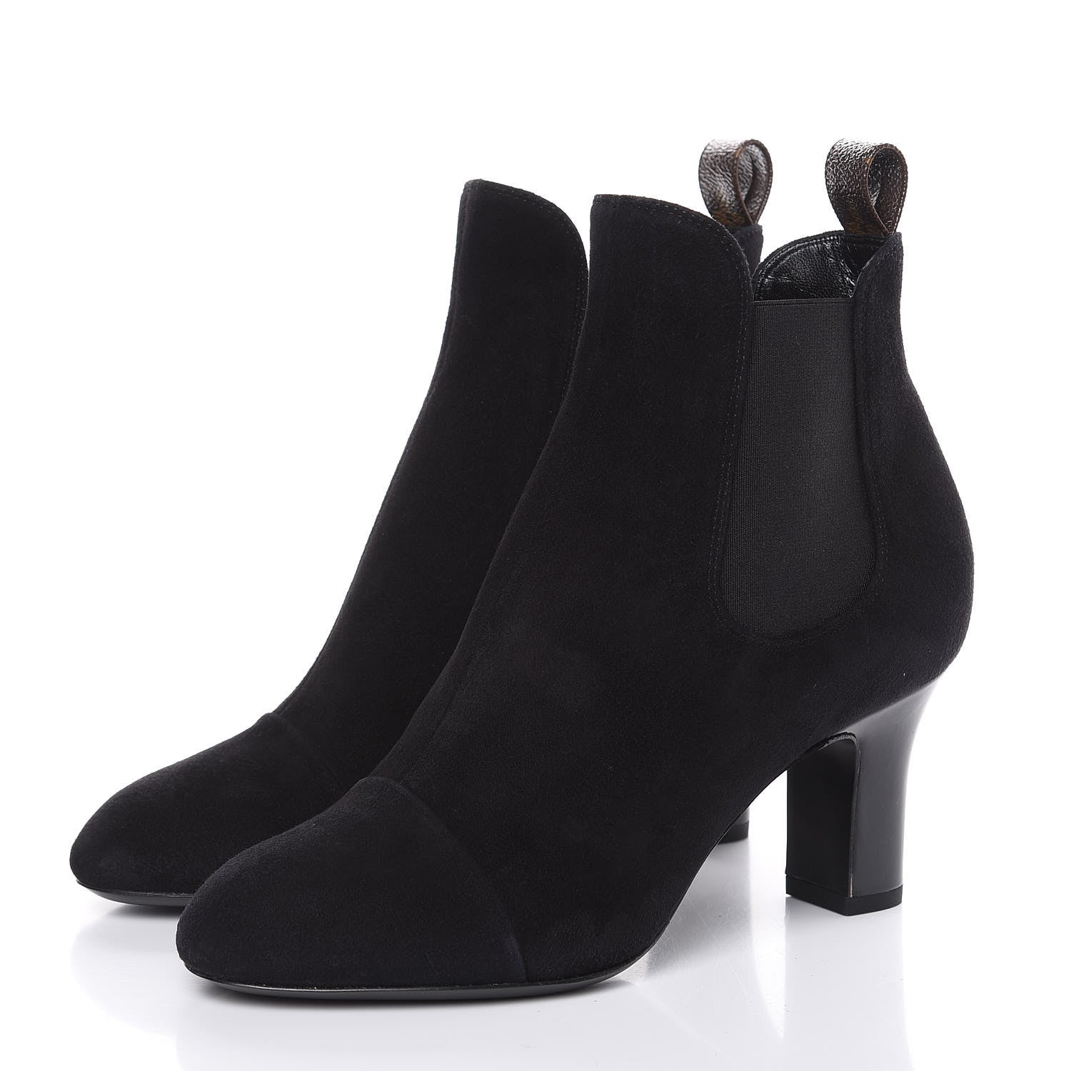 Louis Vuitton Suede Monogram Uniformes Cap Toe Chelsea 75mm Ankle Boots 36.5 Black 3 of 8