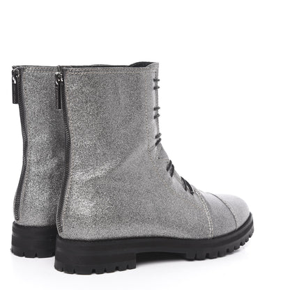 Jimmy Choo Glitter Haze Combat Boots 40 Silver 4 of 9
