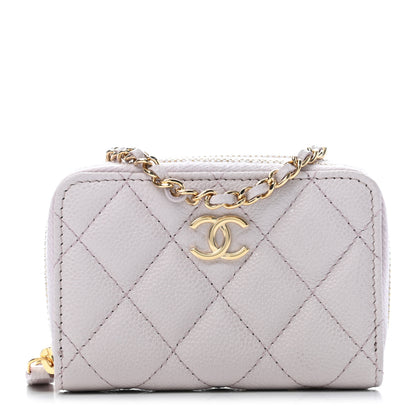 Chanel Caviar Quilted Miss Coco Zip Card Holder On Chain Light Pink 1 of 7