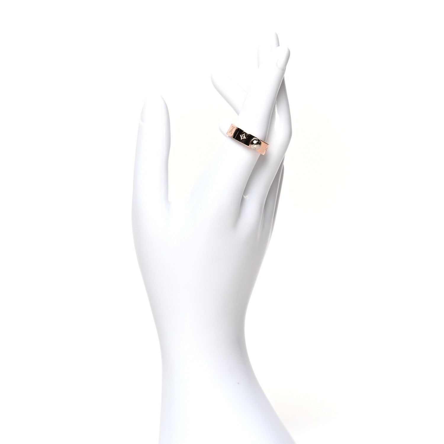 Louis Vuitton Brass Monogram Engraved Nanogram Ring M Pink Gold 2 of 6