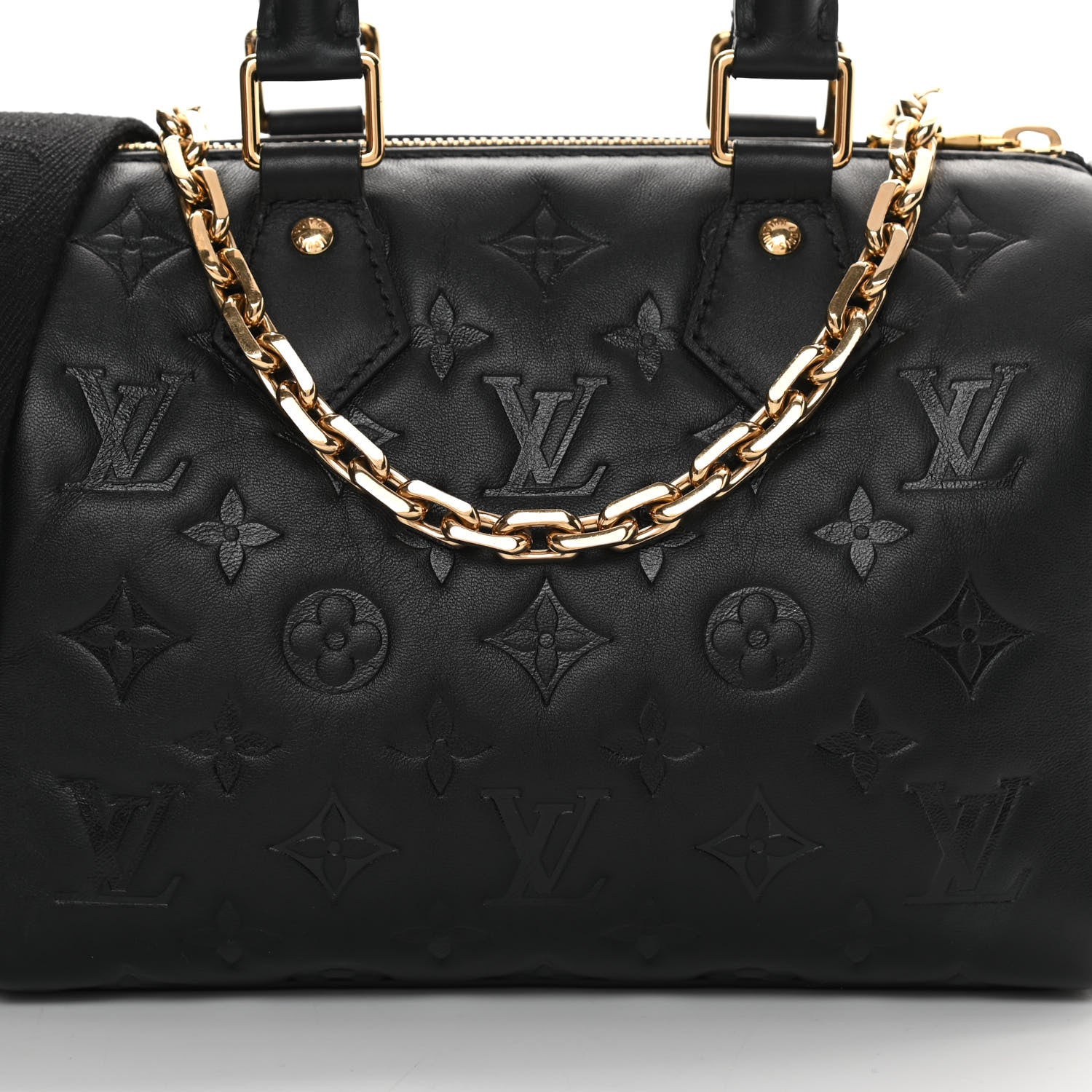 Louis Vuitton Lambskin Embossed Monogram Speedy 22 Bandouliere Black 7 of 9