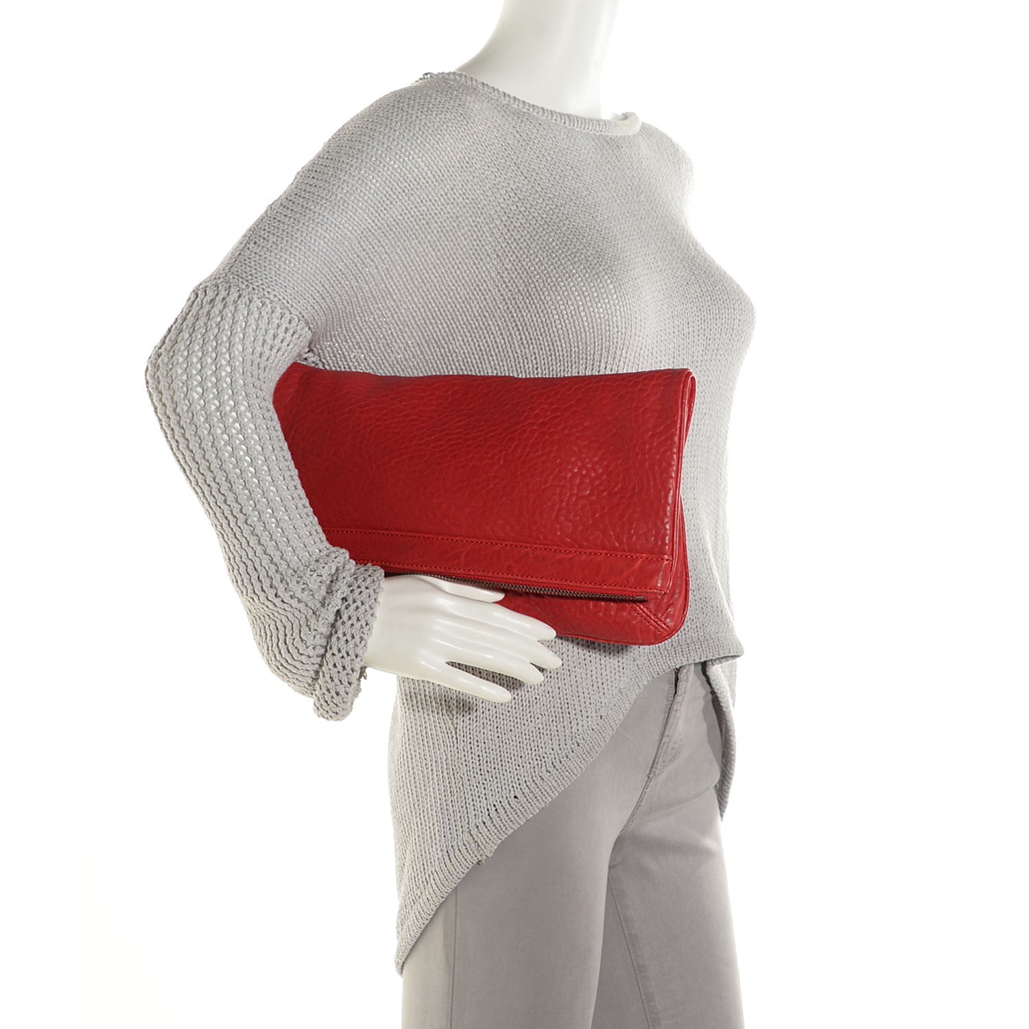 Alexander Wang Textured Lambskin Dumbo Fold Over Clutch Cayenne 2 of 8
