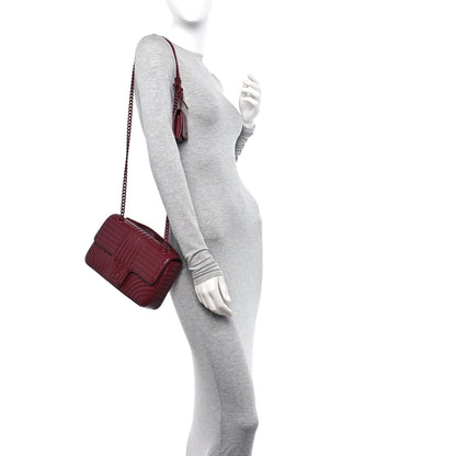 Prada Soft Calfskin Impunture Diagramme Medium Chain Flap Shoulder Bag Cerise 2 of 9