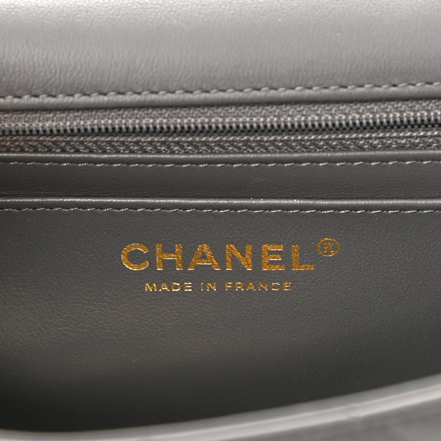 Lambskin Quilted Mini Rectangular Flap Dark Grey