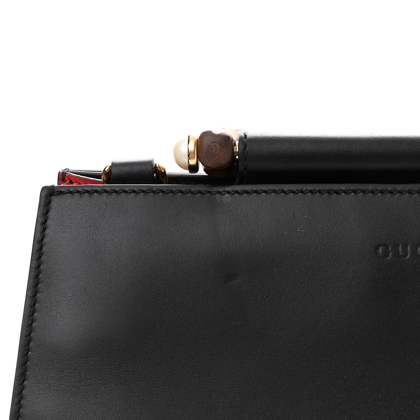 Nappa Bamboo Web Small Nymphaea Top Handle Bag Black