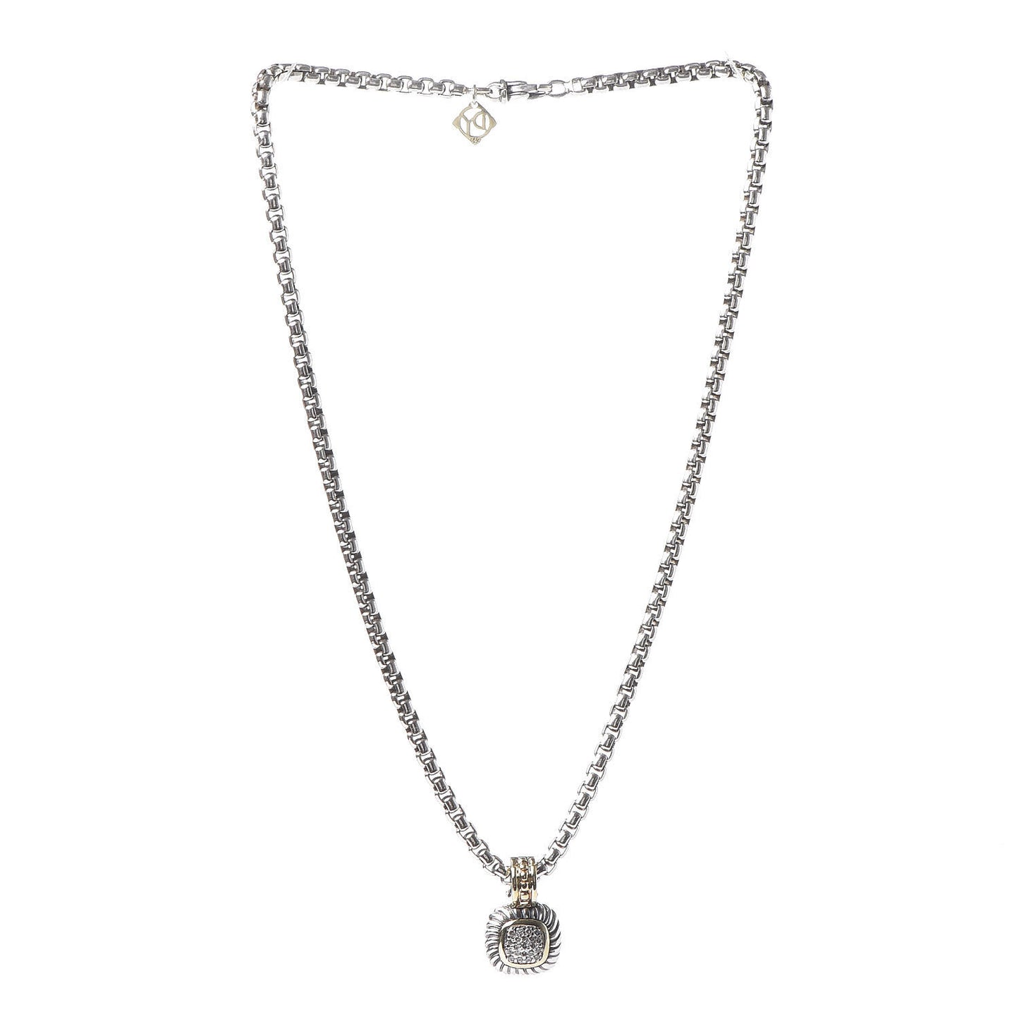 Sterling Silver 18K Yellow Gold Diamond 7mm Albion Pendant Necklace