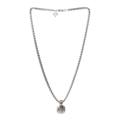 David Yurman Sterling Silver 18K Yellow Gold Diamond 7mm Albion Pendant Necklace 3 of 6
