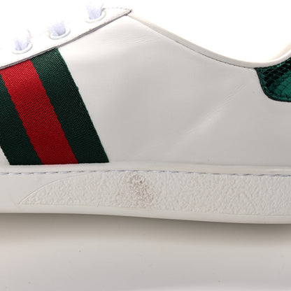 Gucci Calfskin Web Floral Embroidered Womens Ace Sneakers 38.5 White 9 of 10