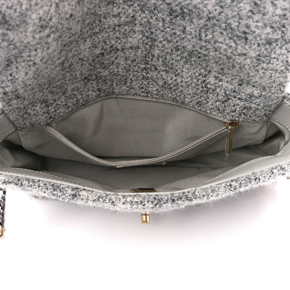 Chanel Tweed Quilted Medium Chanel 19 Flap Grey Ecru 5 of 10