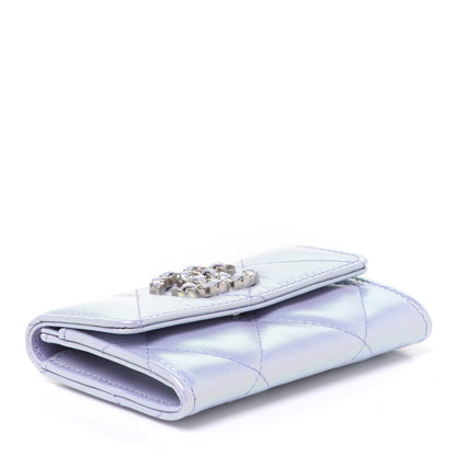 Chanel Iridescent Lambskin Quilted Chanel 19 Flap Card Holder Light Purple 4 of 9