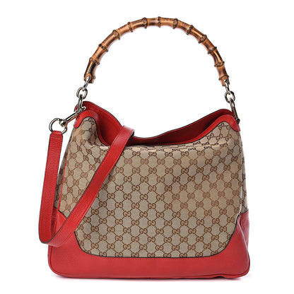 Gucci Monogram Medium Diana Bamboo Shoulder Bag Red 1 of 10