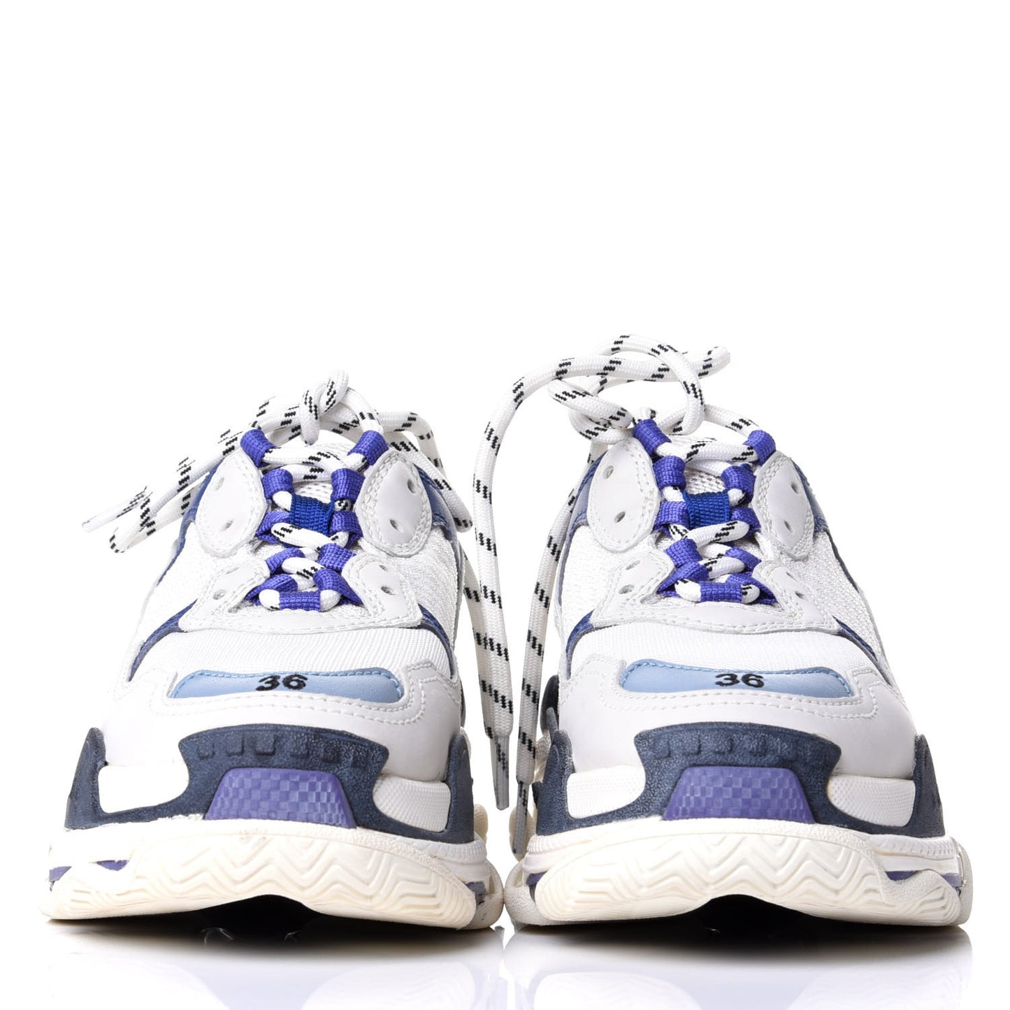 Mesh Nubuck Womens Triple S Sneakers 36 White Bleu Violet
