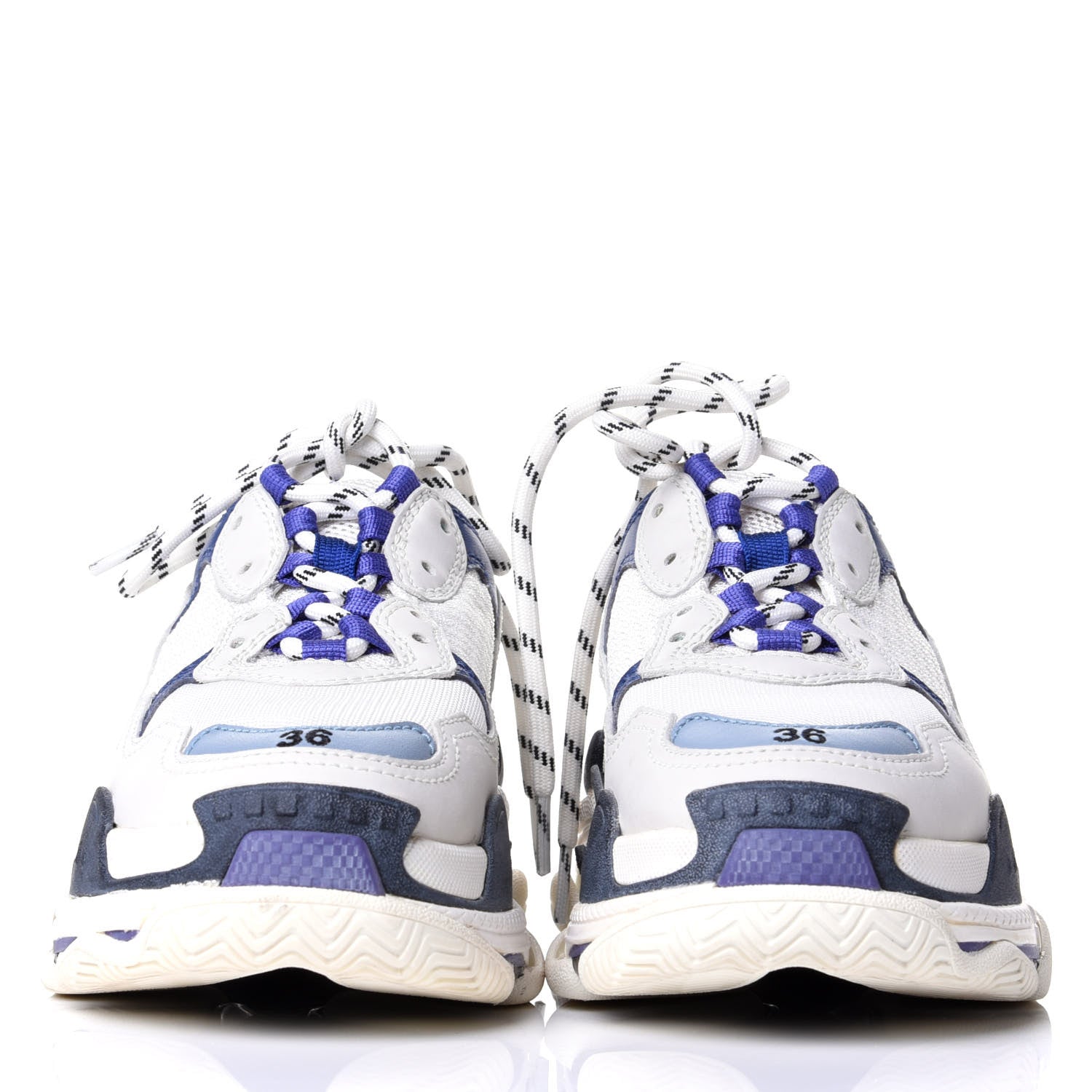 Balenciaga Mesh Nubuck Womens Triple S Sneakers 36 White Bleu Violet 2 of 4