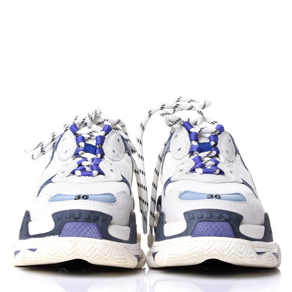 Balenciaga Mesh Nubuck Womens Triple S Sneakers 36 White Bleu Violet 2 of 4