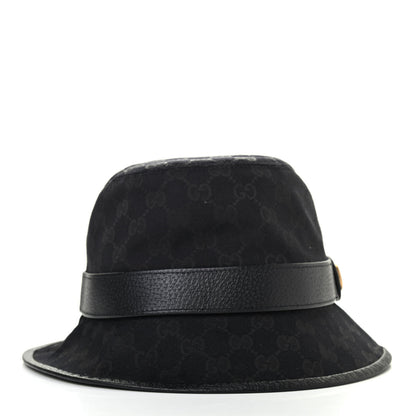 Gucci Monogram Textured Dollar Calfskin GG Jago Bucket Hat L Black 4 of 9