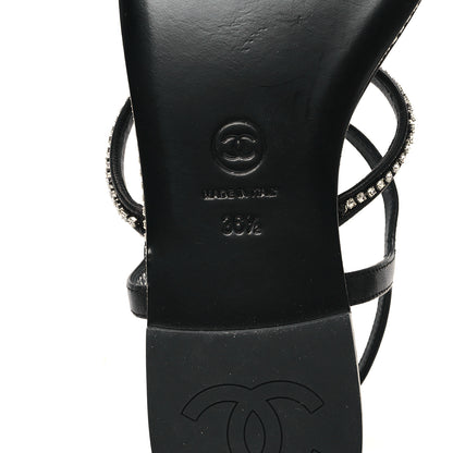 Chanel Lambskin Strass CC Thong Sandals 36.5 Black 7 of 9