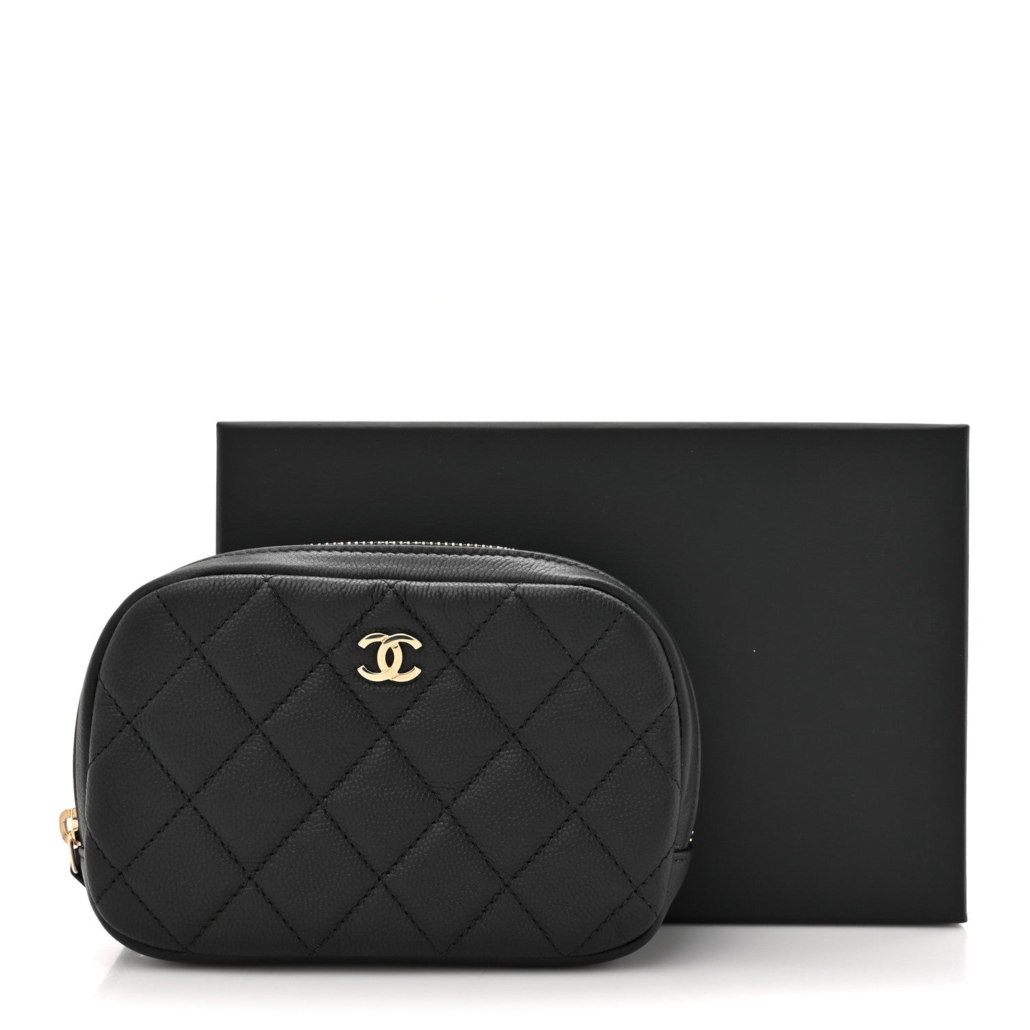 Chanel Caviar Quilted Small Curvy Pouch Cosmetic Case Black 8 of 8