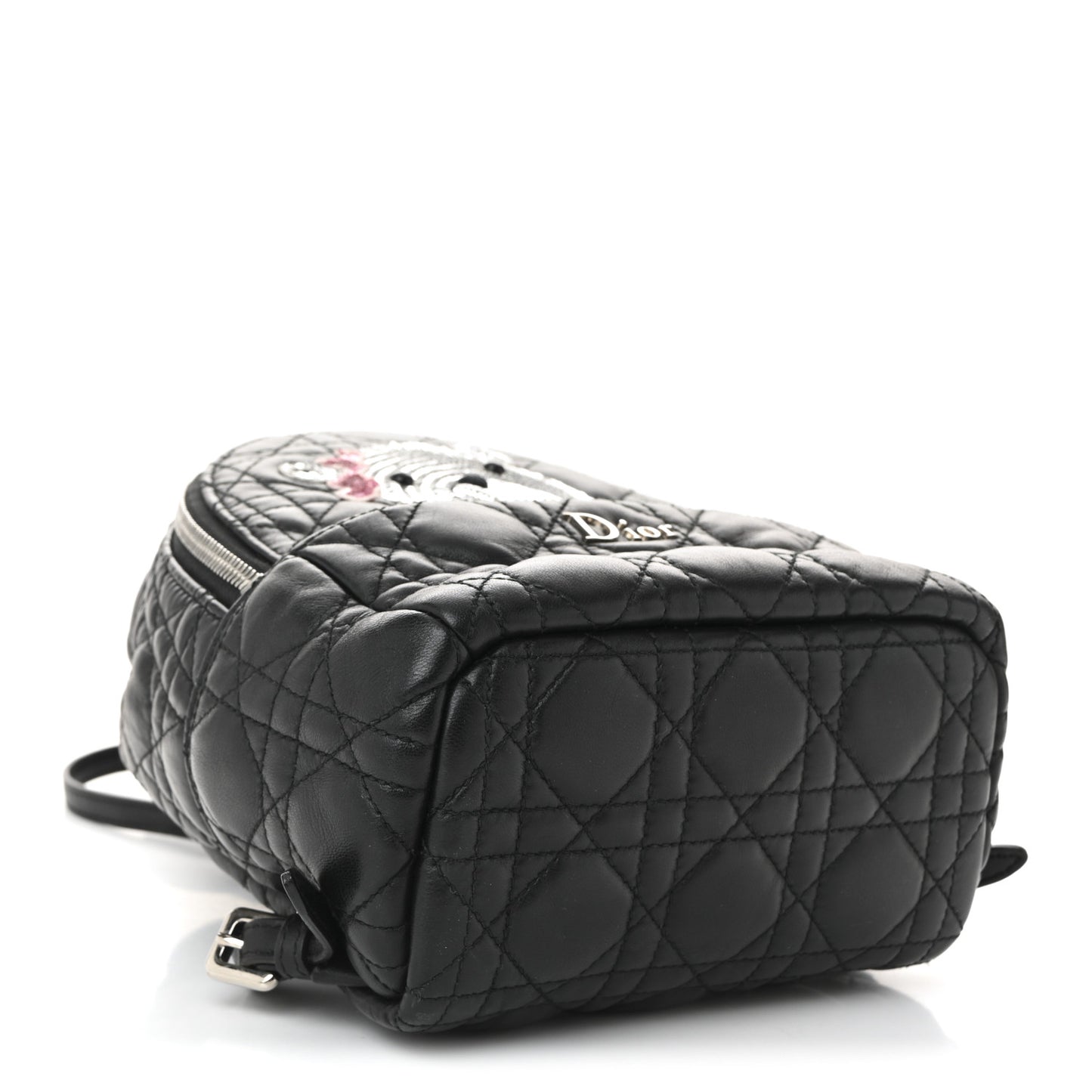 Lambskin Cannage Sequin Bear Mini Backpack Black