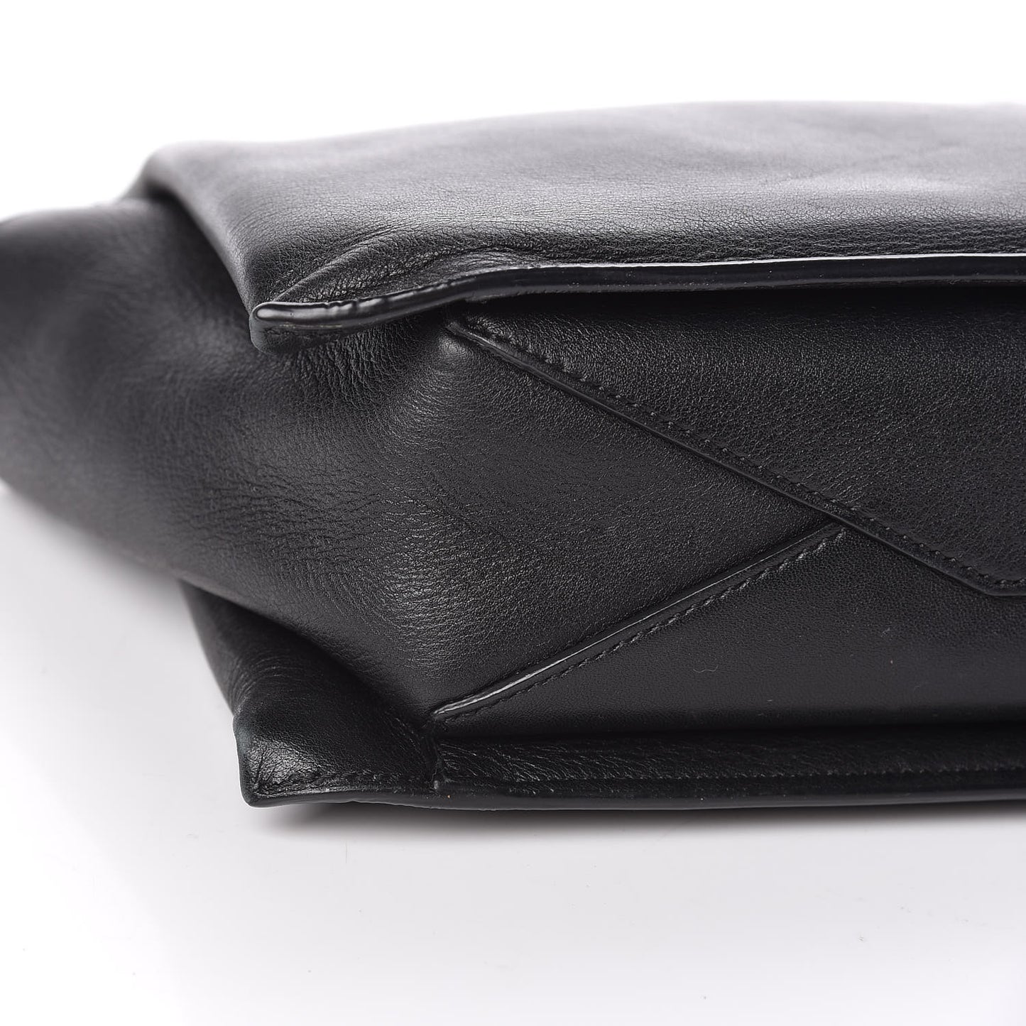 Supple Natural Calfskin Tri-Fold Clutch Black