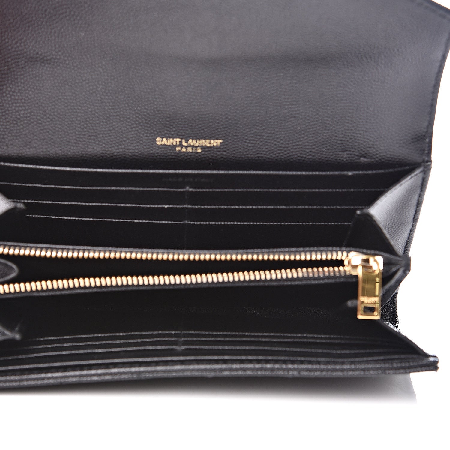 Saint Laurent Grain De Poudre Matelasse Chevron Monogram Flap Wallet Black 4 of 12