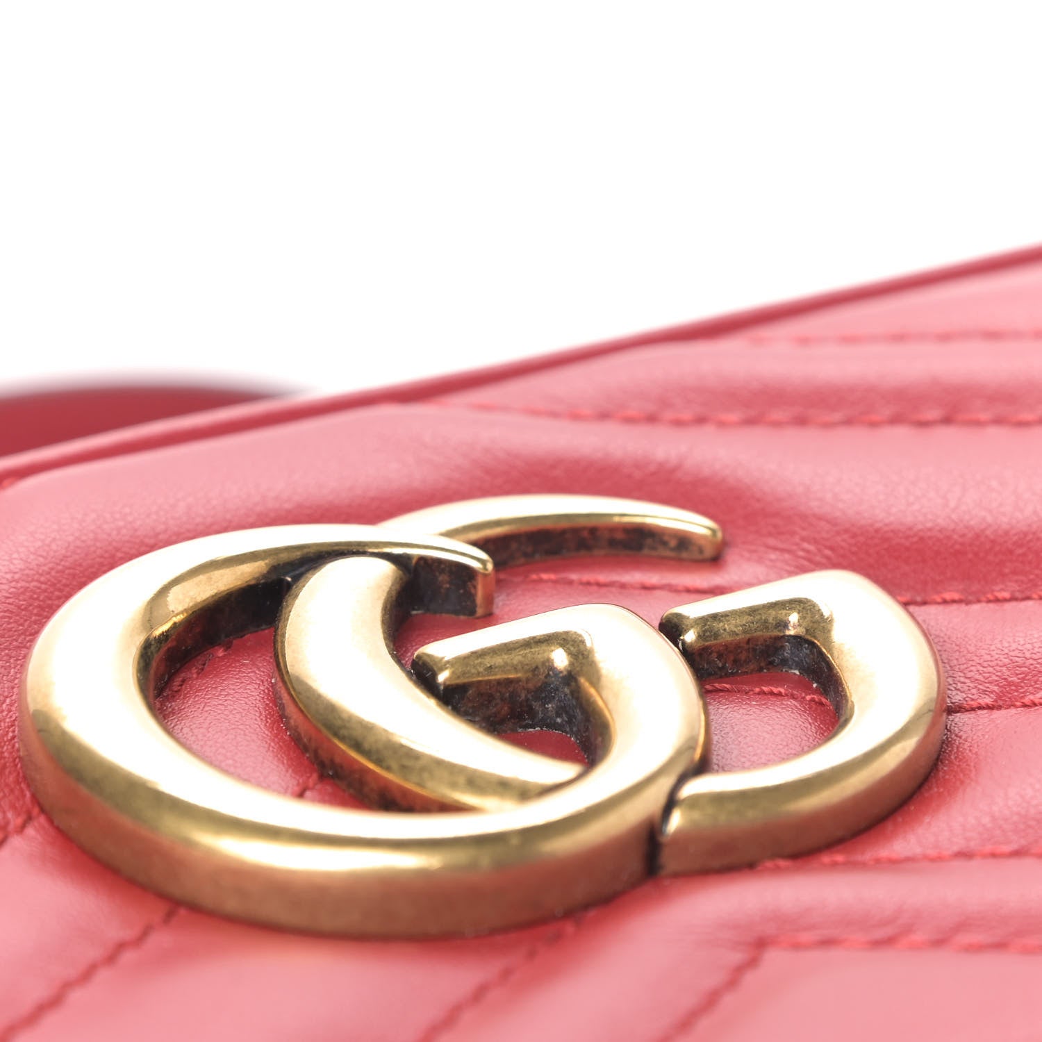 Gucci Calfskin Matelasse Small GG Marmont Chain Shoulder Bag Hibiscus Red 5 of 5